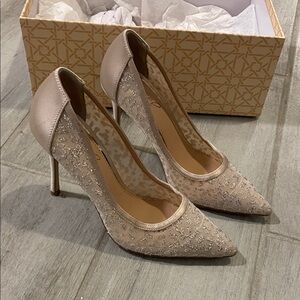 Badgley Mischka Champagne Glitter Heels